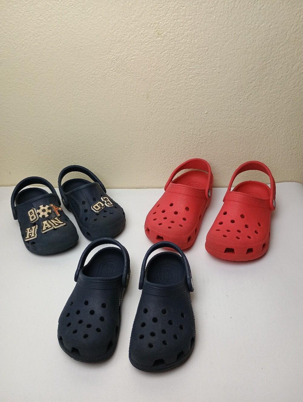 Kids Red and Navy Clog Sandals - Crocs Style